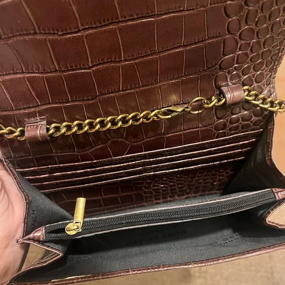 Kurt Geiger London Elegant Crocodile Pattern Brown Wallet on Chain, O/S - Picture 4 of 6